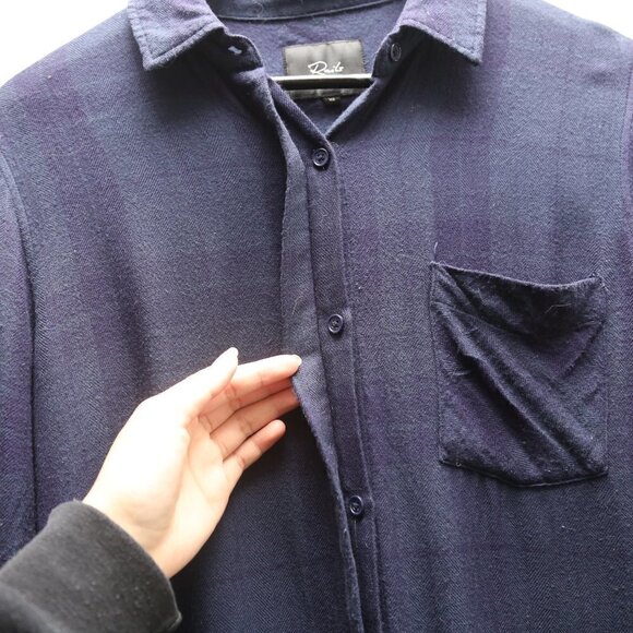 Rails Bianca Long-Sleeve Plaid Flannel Dark Blue Shirt Mini Button Down - Picture 3 of 9